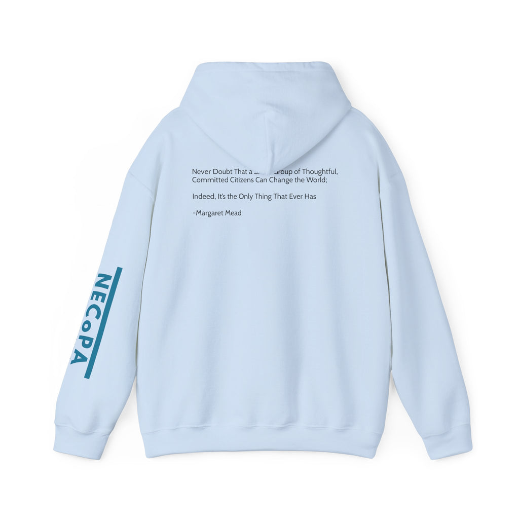 NECOPA Minimal Logo Hoodie | White Pullover with Sleeve Print