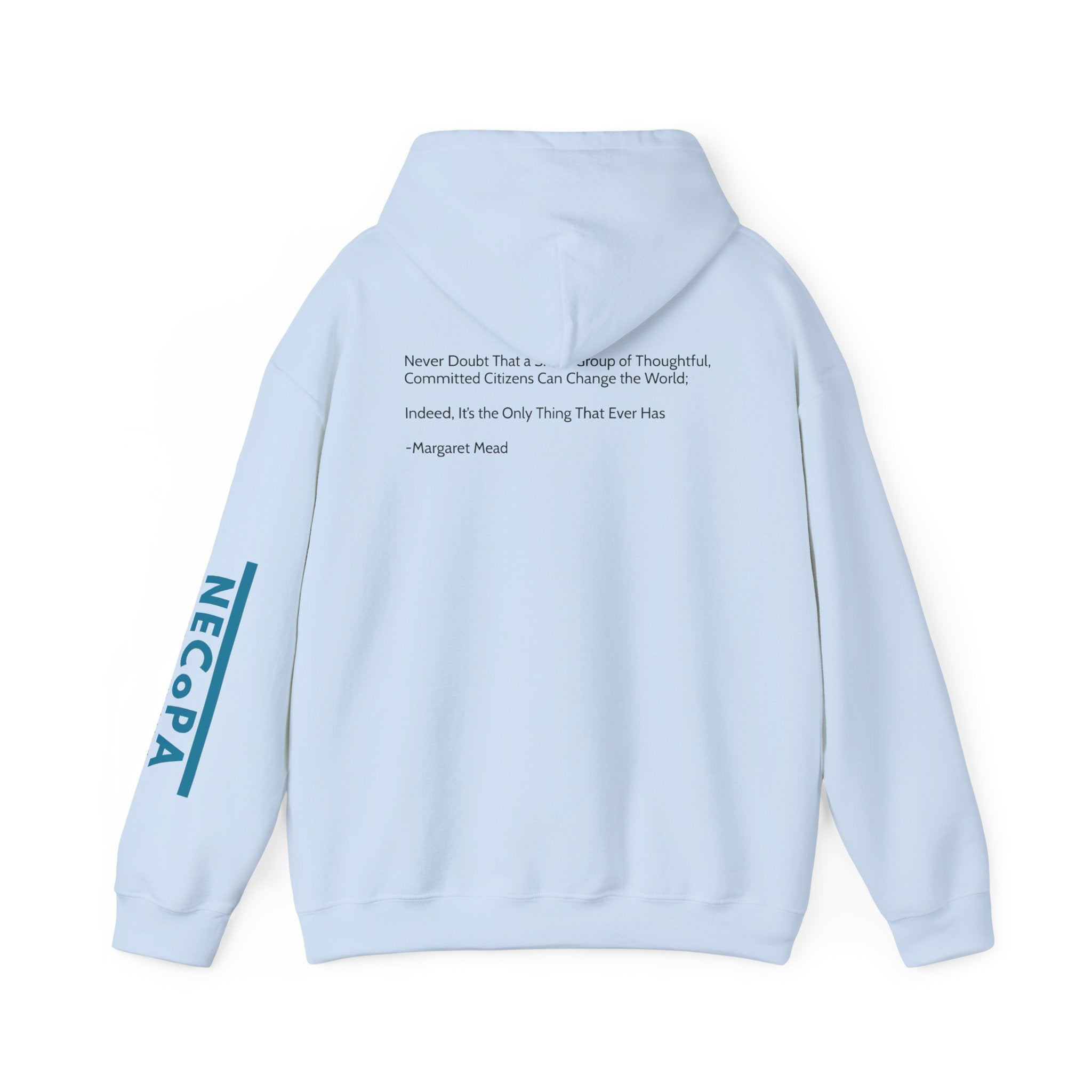 NECOPA Minimal Logo Hoodie | White Pullover with Sleeve Print