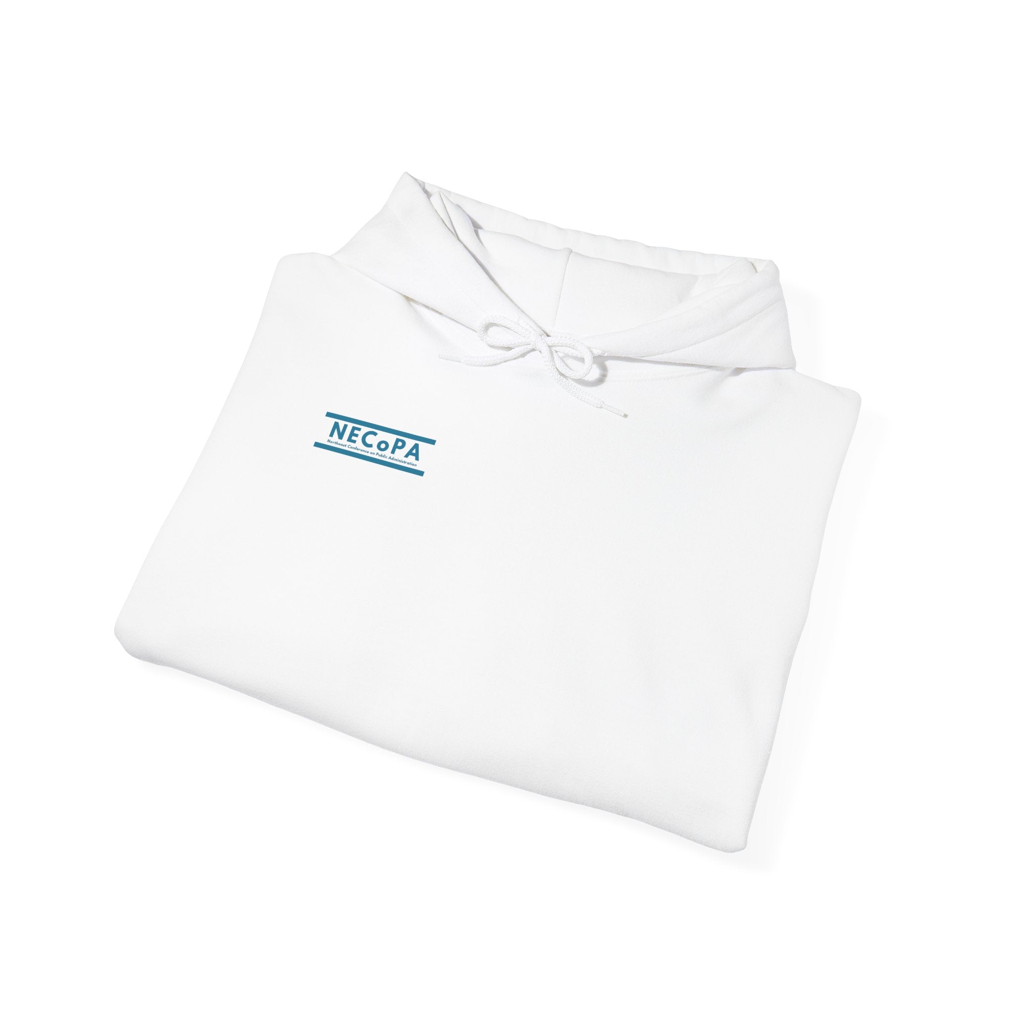 NECOPA Minimal Logo Hoodie | White Pullover with Sleeve Print