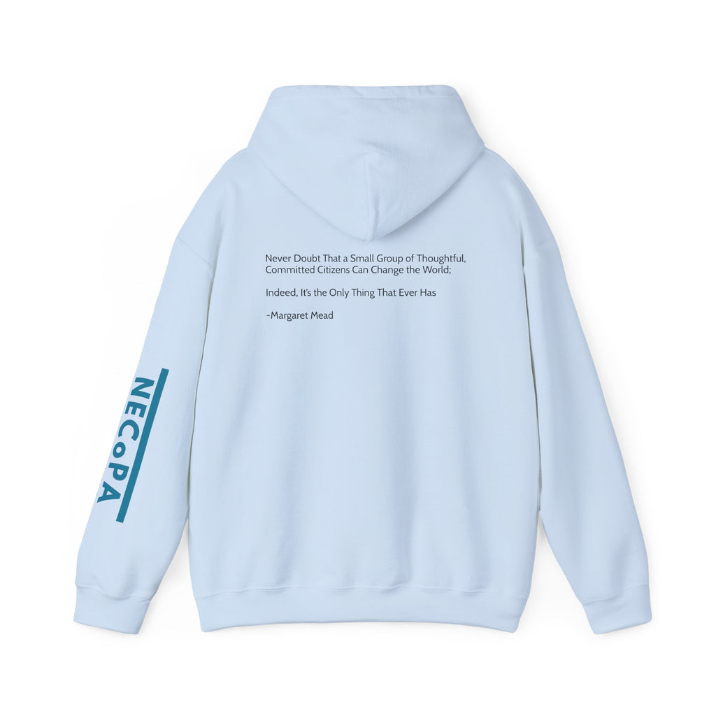 NECOPA Minimal Logo Hoodie | White Pullover with Sleeve Print