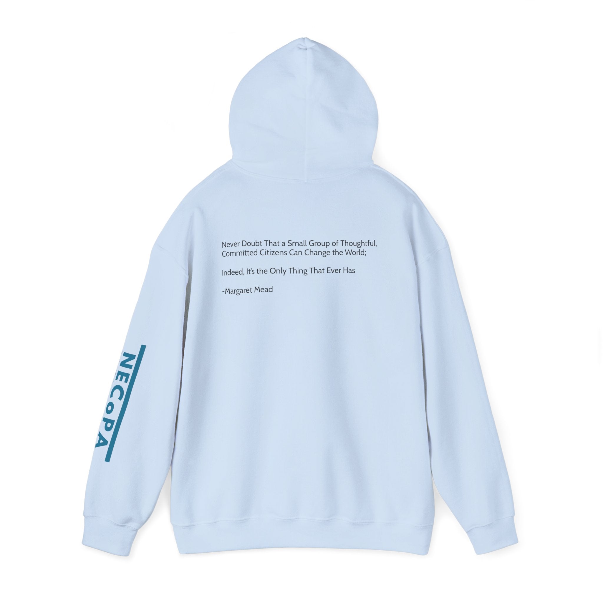 NECOPA Minimal Logo Hoodie | White Pullover with Sleeve Print