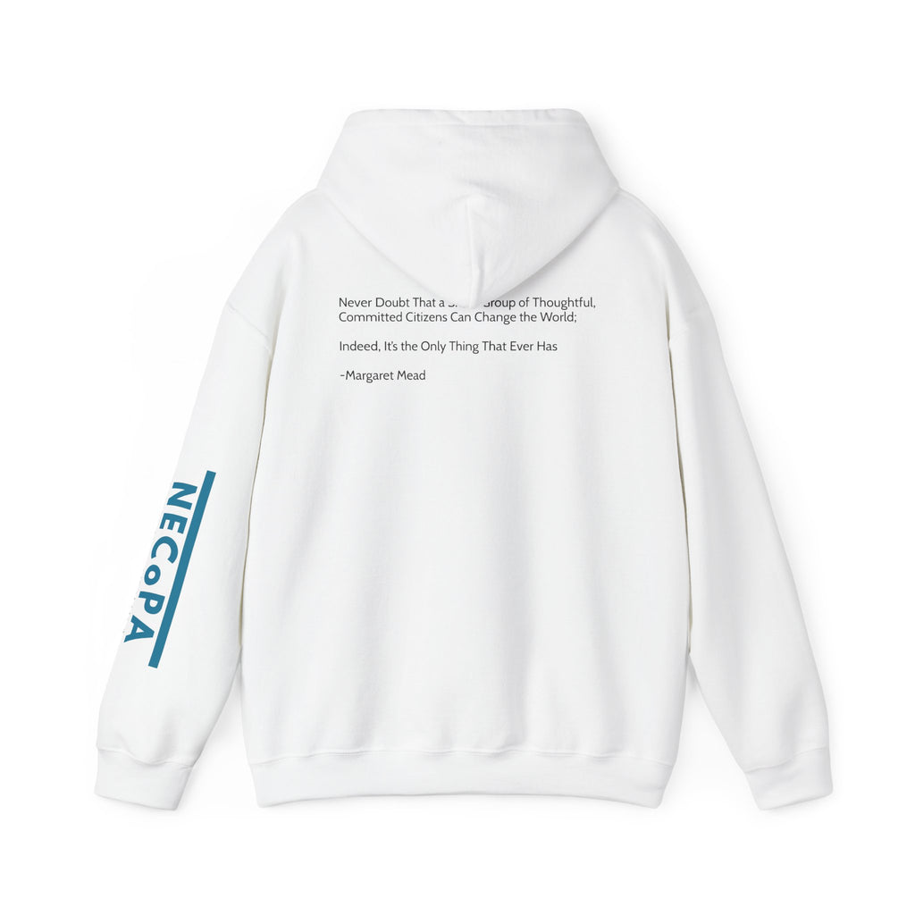 NECOPA Minimal Logo Hoodie | White Pullover with Sleeve Print