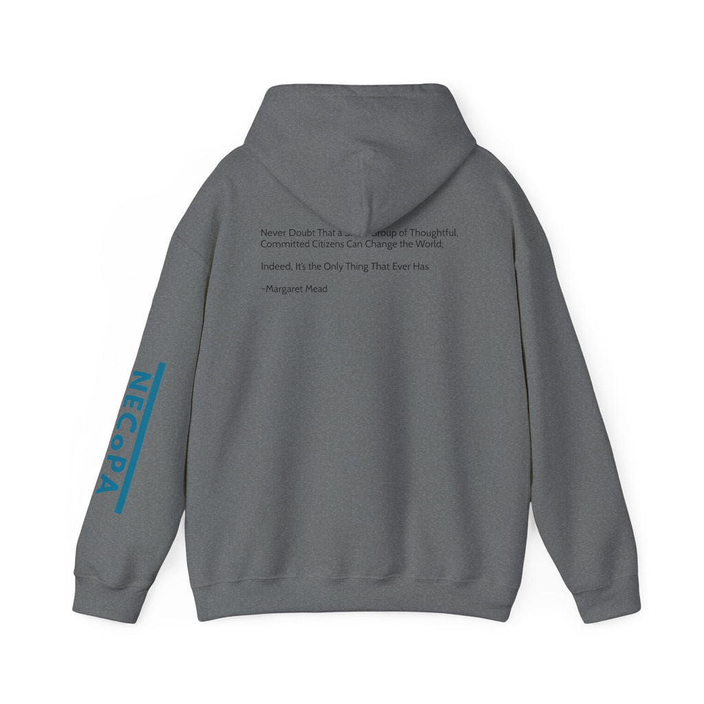 NECOPA Minimal Logo Hoodie | White Pullover with Sleeve Print