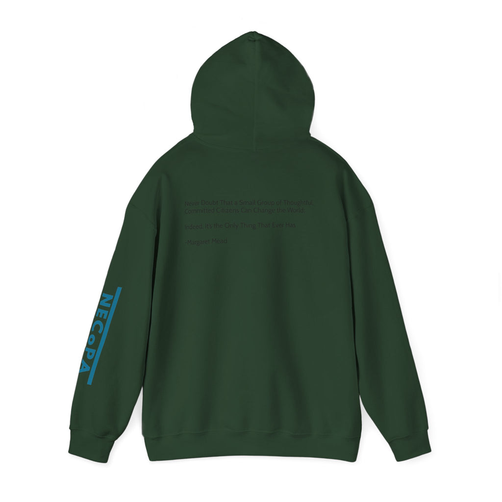 NECOPA Minimal Logo Hoodie | White Pullover with Sleeve Print