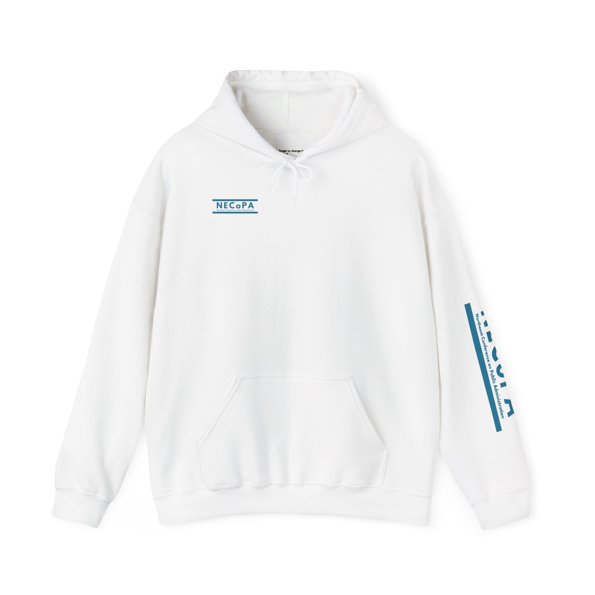 NECOPA Minimal Logo Hoodie | White Pullover with Sleeve Print