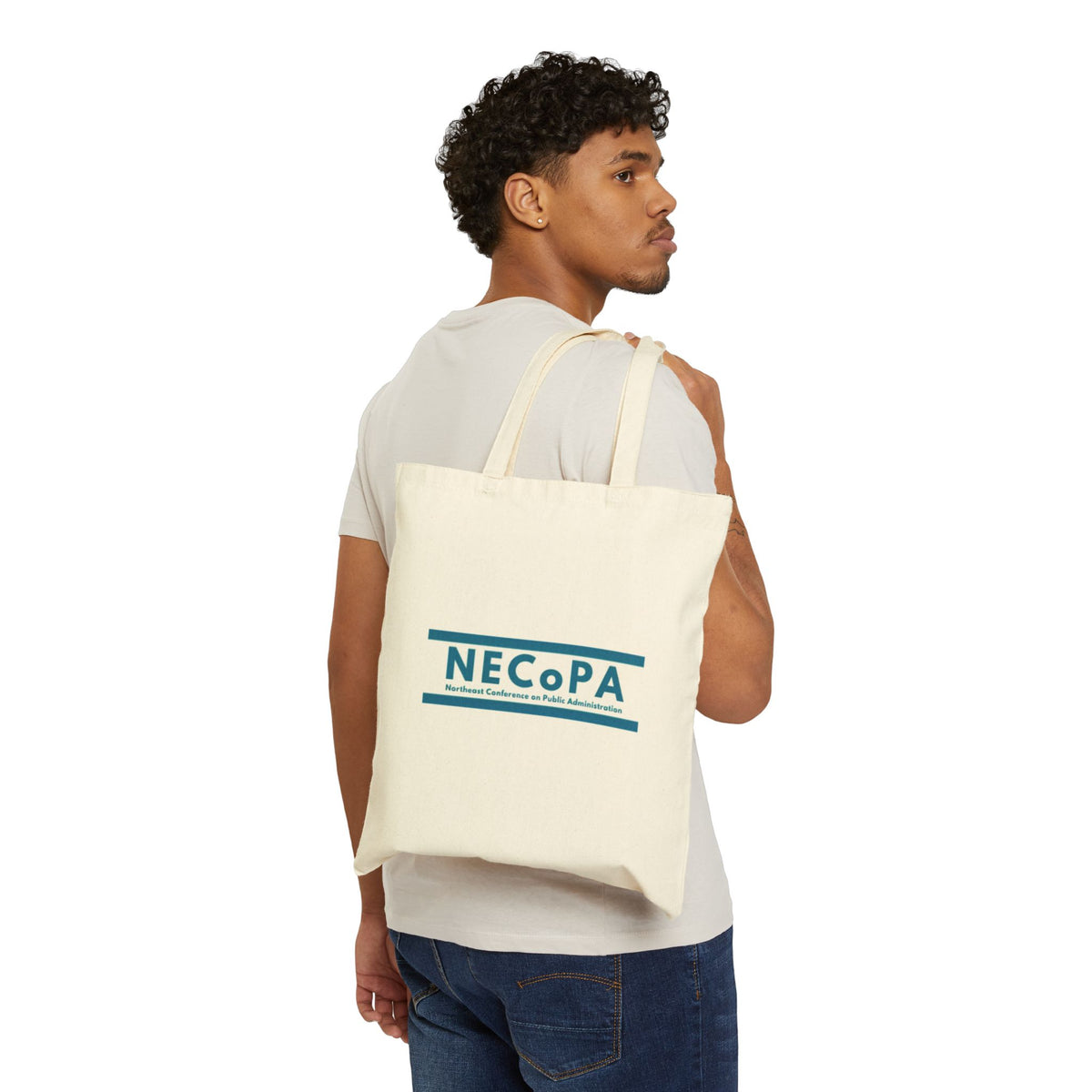 NECoPA Logo Cotton Tote Bag – Conference Canvas Shopper with Laurel Print