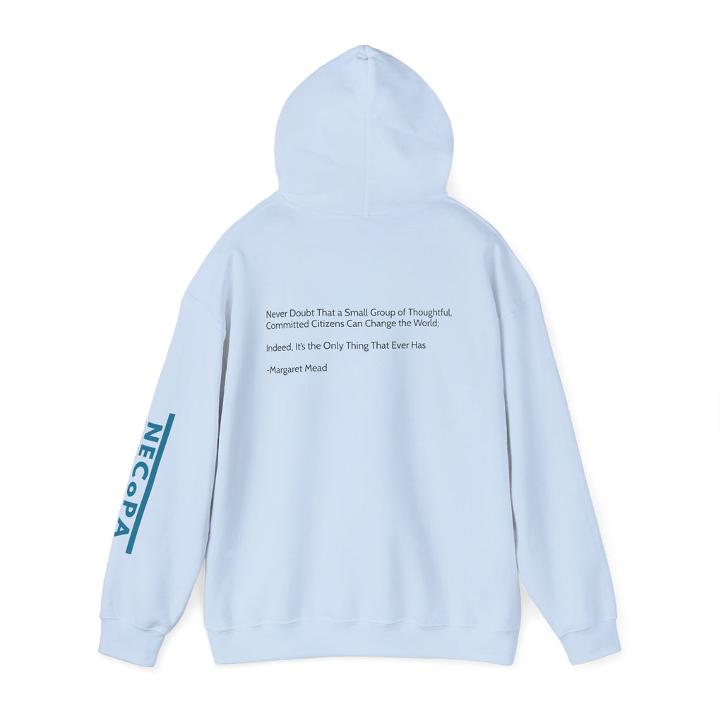 NECOPA Minimal Logo Hoodie | White Pullover with Sleeve Print