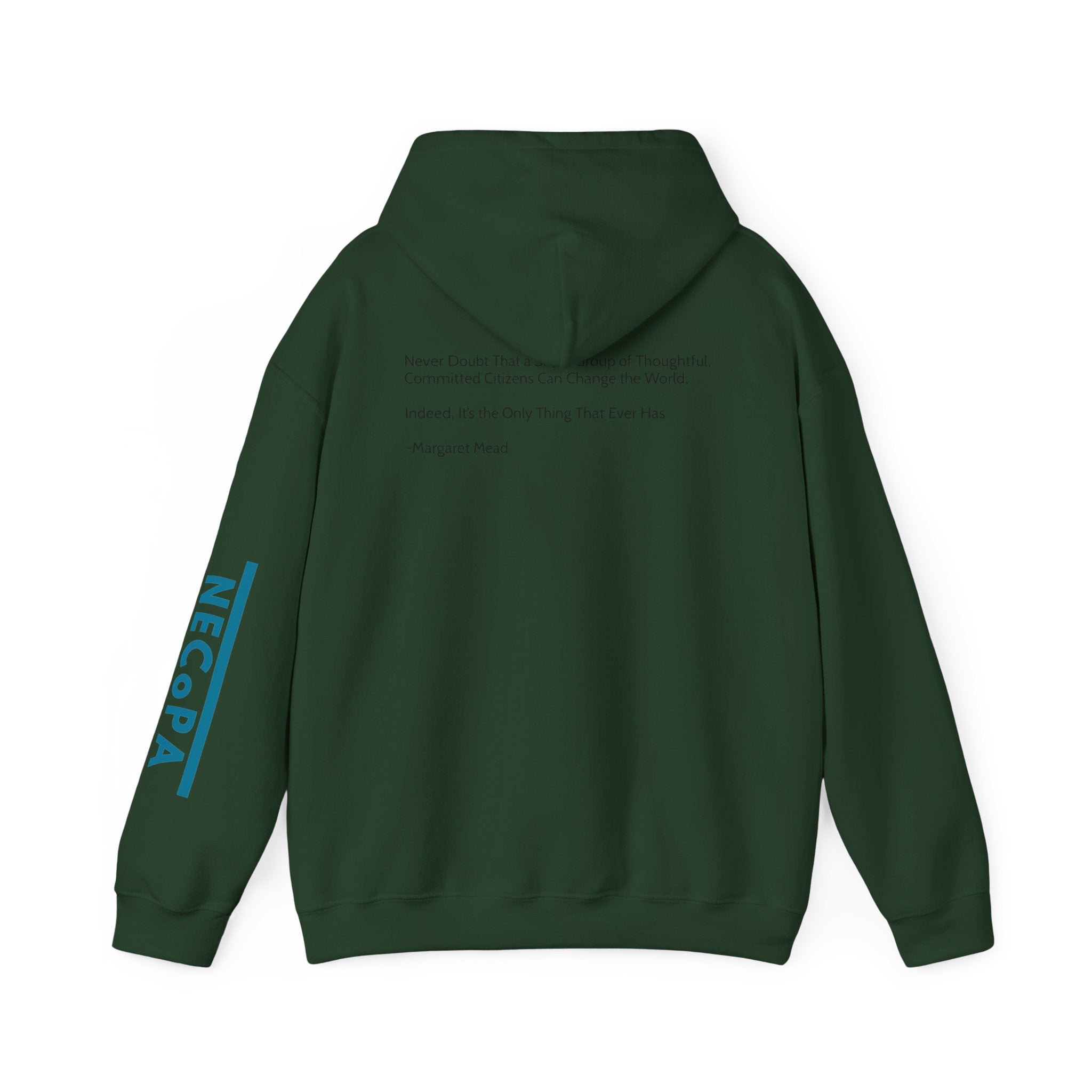 NECOPA Minimal Logo Hoodie | White Pullover with Sleeve Print