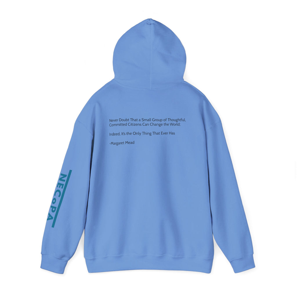 NECOPA Minimal Logo Hoodie | White Pullover with Sleeve Print