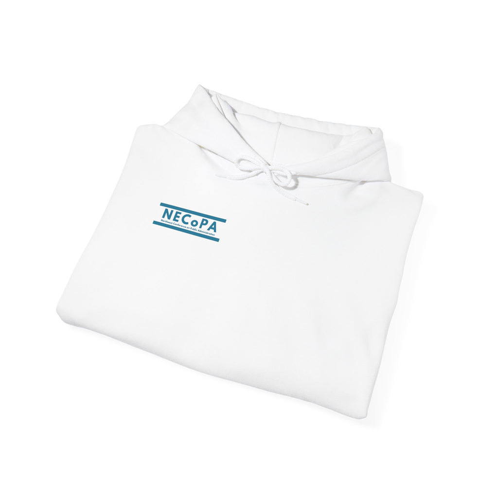 NECOPA Minimal Logo Hoodie | White Pullover with Sleeve Print