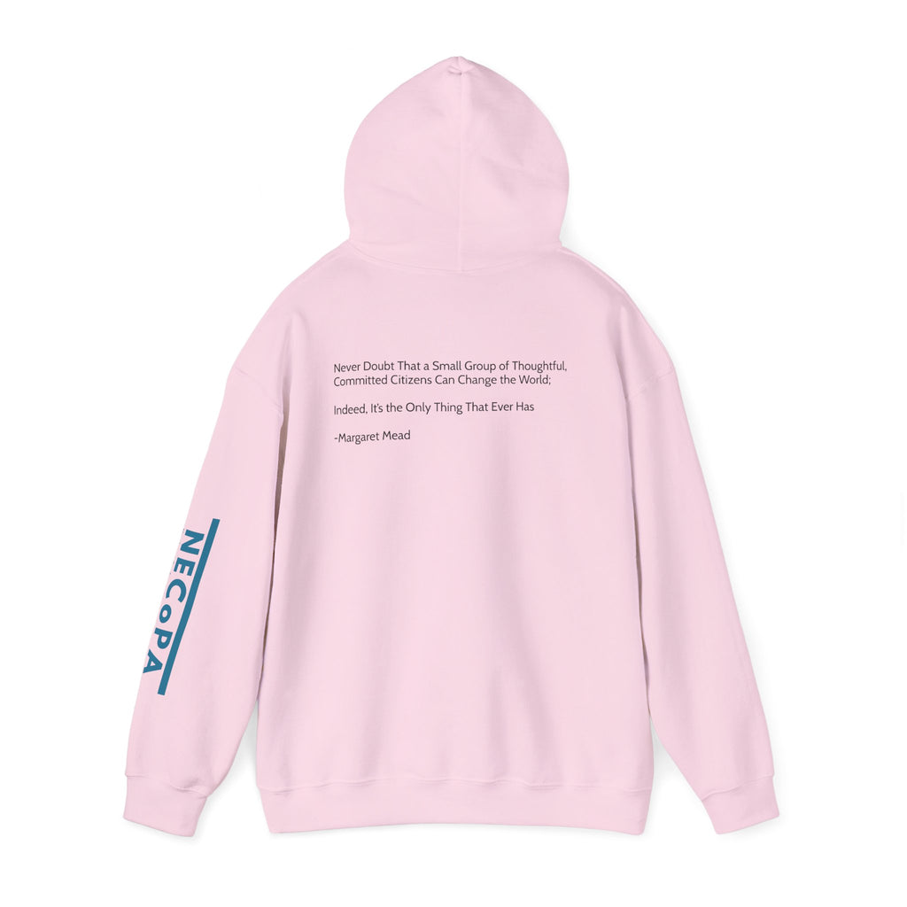 NECOPA Minimal Logo Hoodie | White Pullover with Sleeve Print