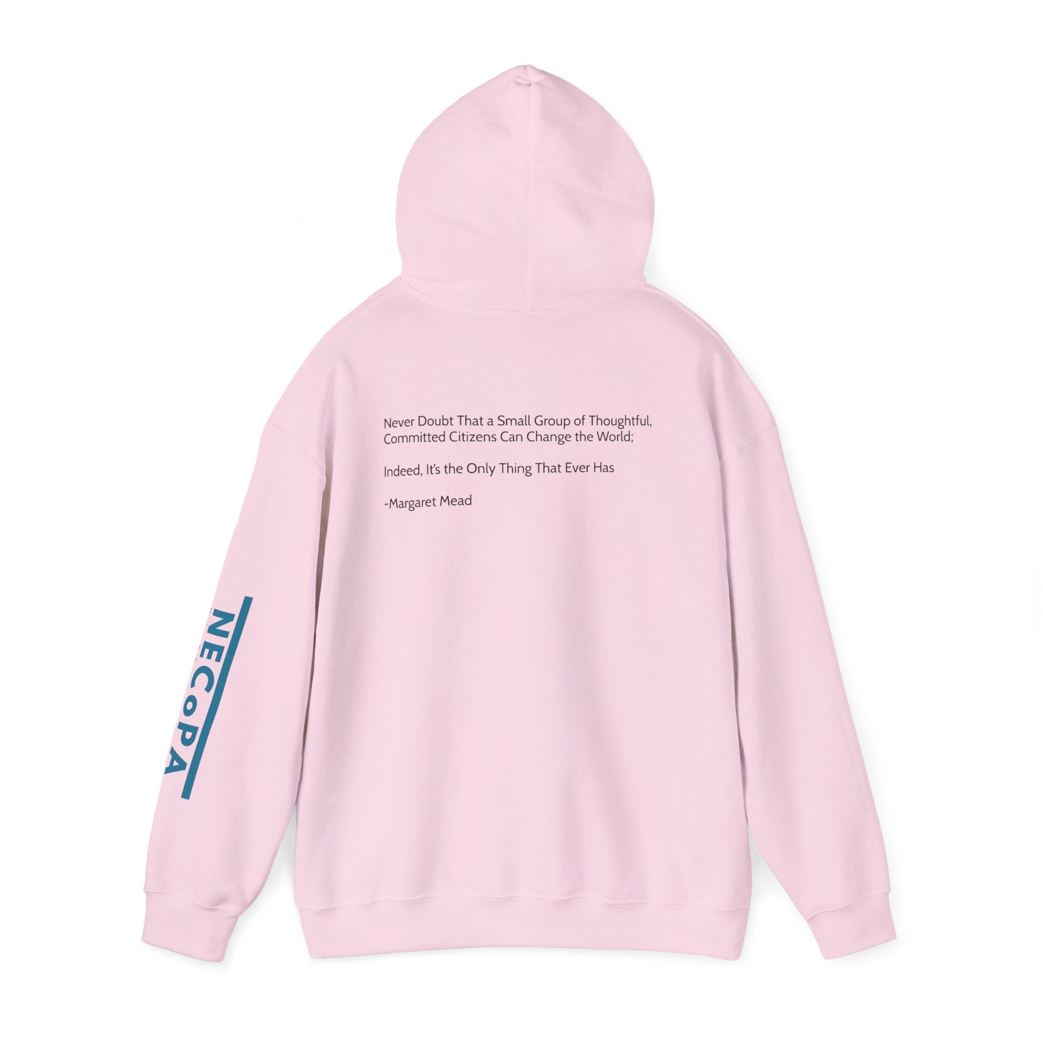 NECOPA Minimal Logo Hoodie | White Pullover with Sleeve Print