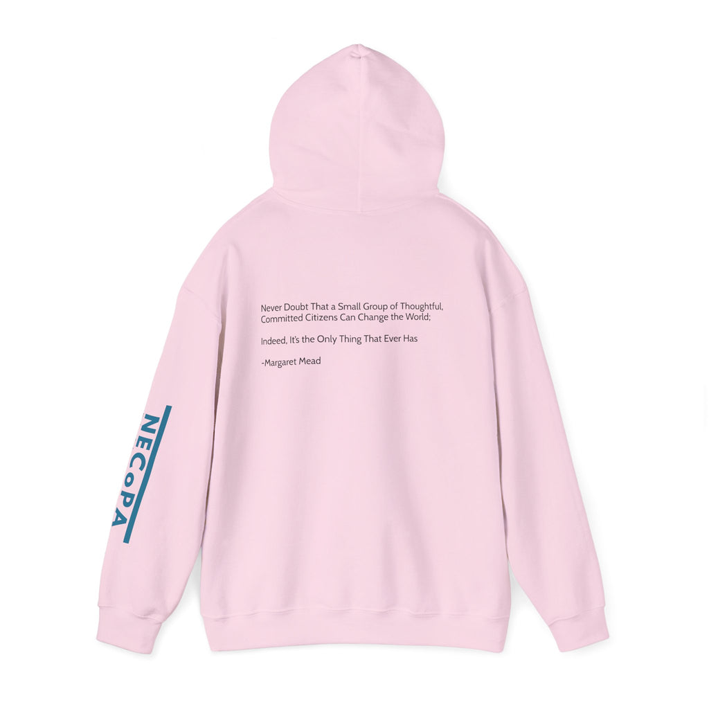 NECOPA Minimal Logo Hoodie | White Pullover with Sleeve Print