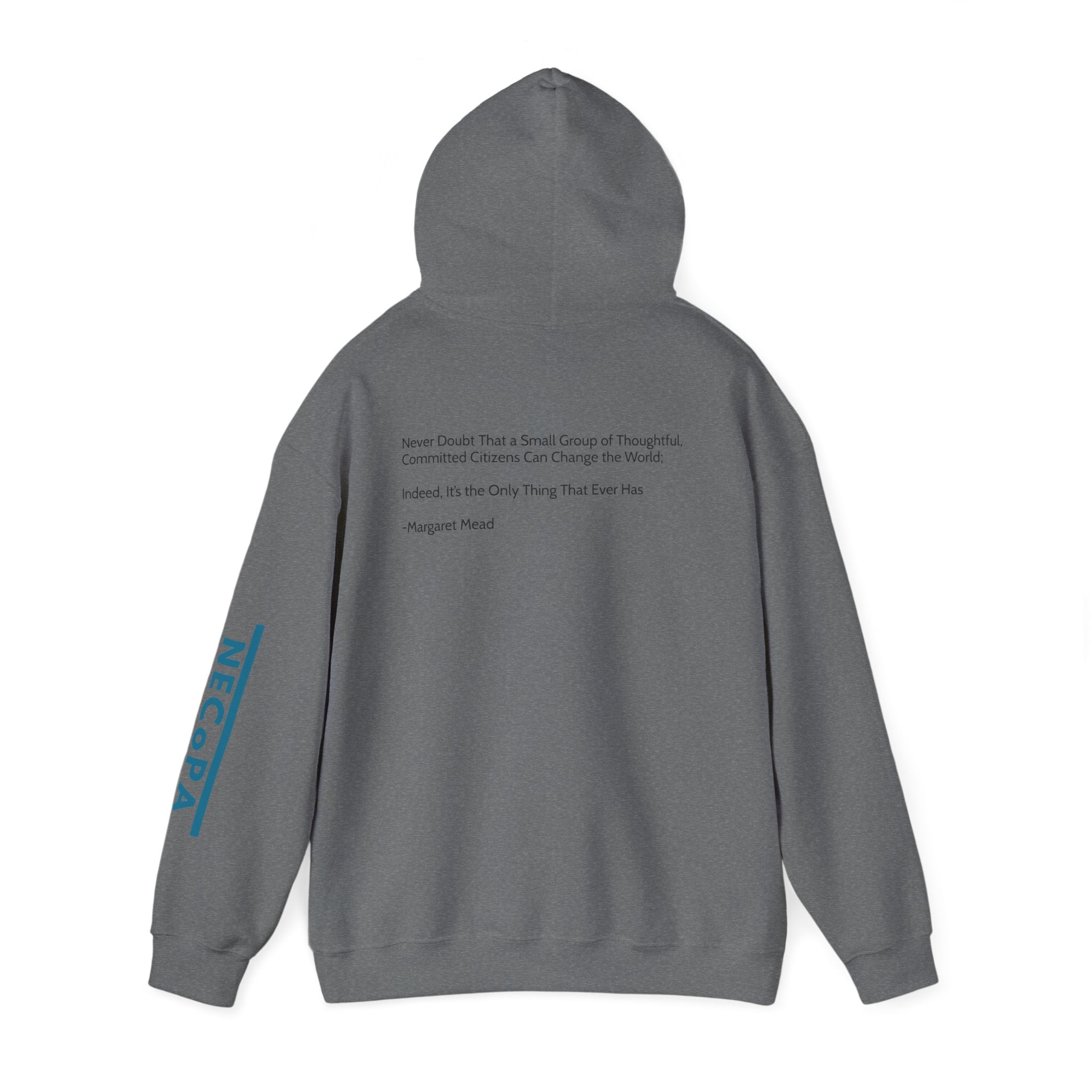 NECOPA Minimal Logo Hoodie | White Pullover with Sleeve Print