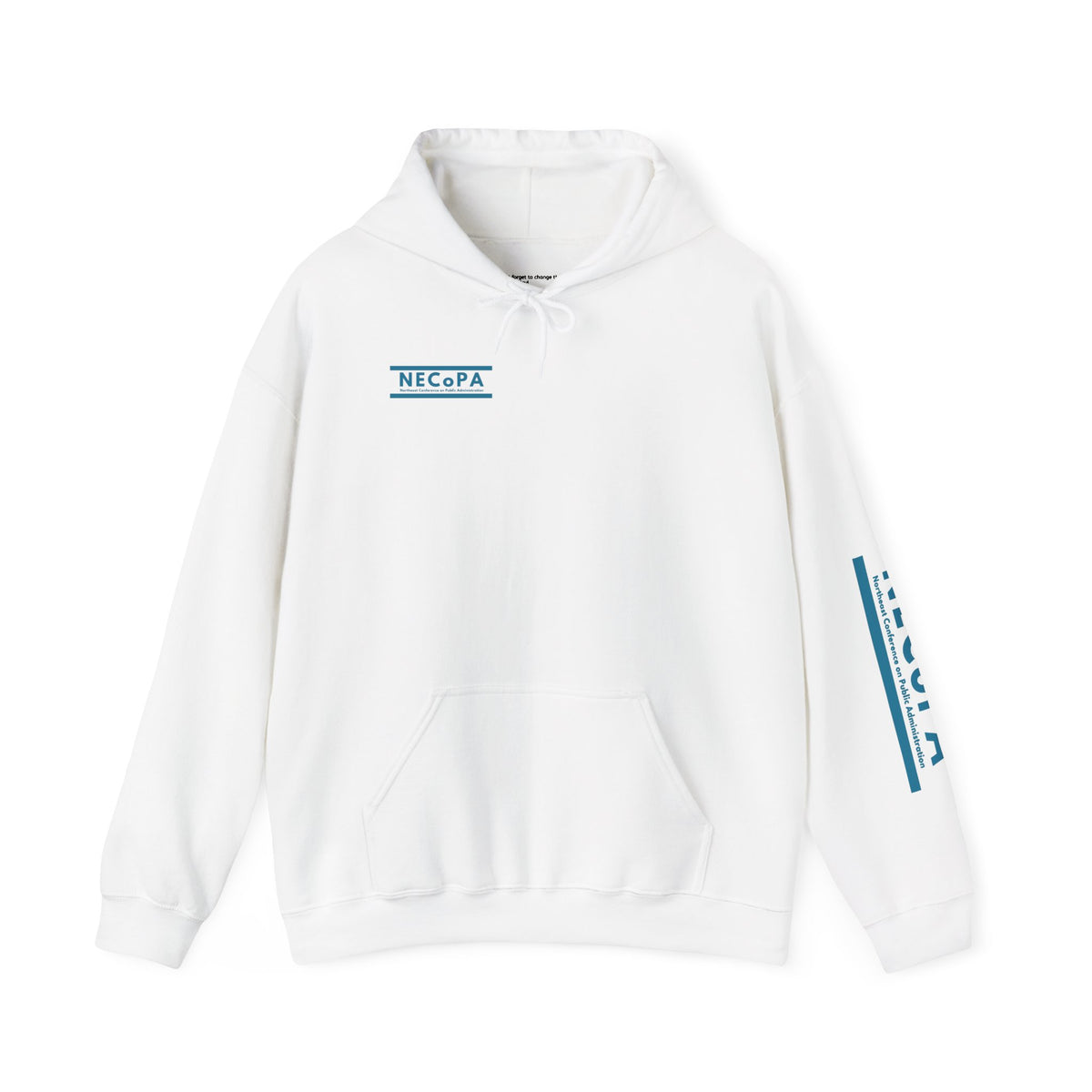 NECOPA Minimal Logo Hoodie | White Pullover with Sleeve Print