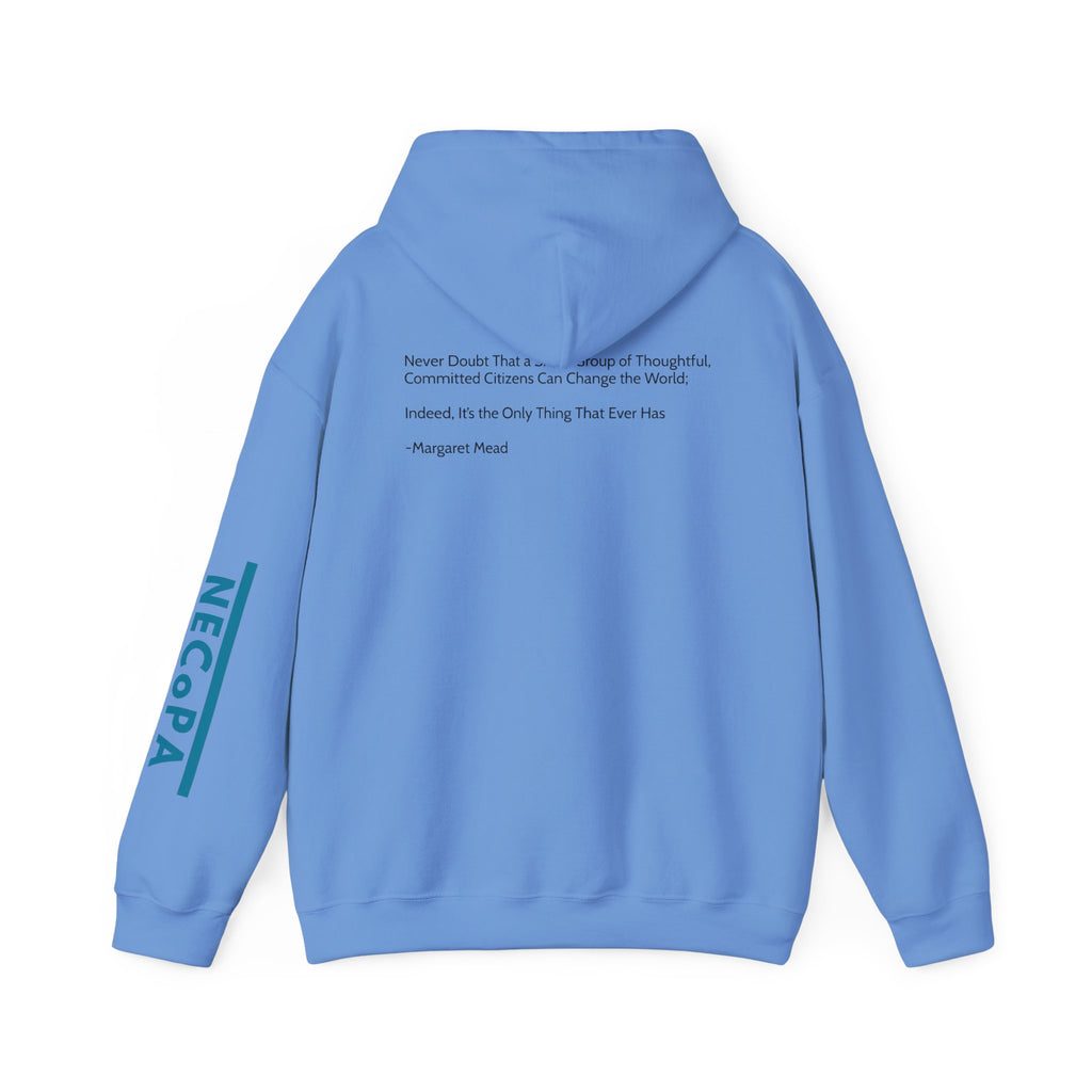 NECOPA Minimal Logo Hoodie | White Pullover with Sleeve Print