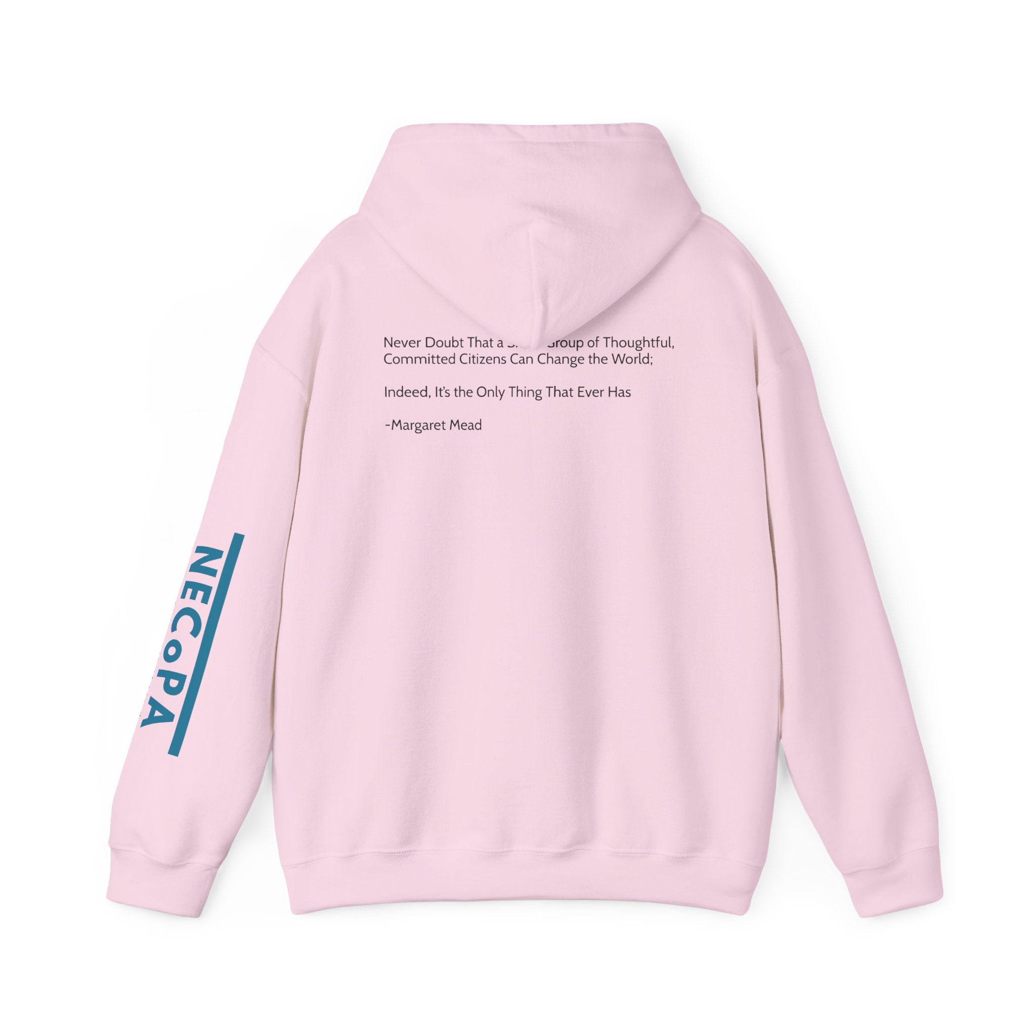 NECOPA Minimal Logo Hoodie | White Pullover with Sleeve Print